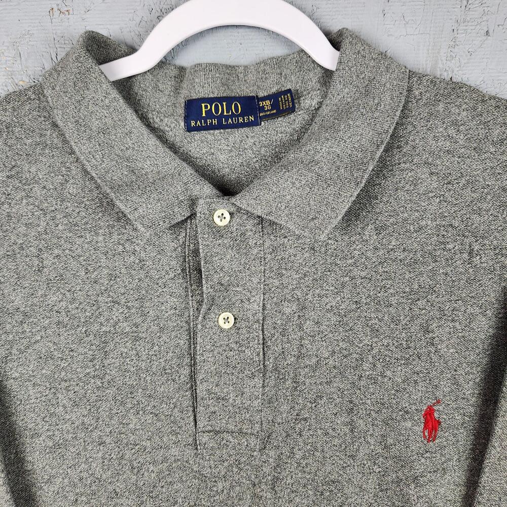 Polo Ralph Lauren Polo Shirt Mens 3XB Big Gray Heather Small Red Pony Cotton